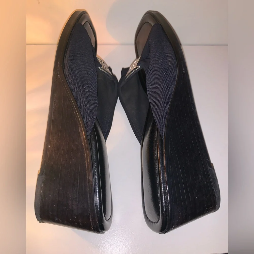Brighton Isabel Women’s Size 9M Wedge Sandals Black W Silver Hardware-Italy - Picture 6 of 8